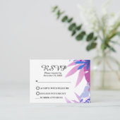 Modern Blue Floral Pink Waterverf RSVP Tropisch Informatiekaartje (Staand voorkant)