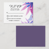 Modern Blue Floral Pink Waterverf RSVP Tropisch Informatiekaartje (Voorkant / Achterkant)