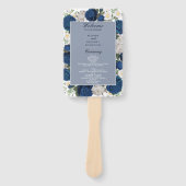 Modern Blue Floral Waterverf huwelijksprogramma Handwaaier (Voorkant)