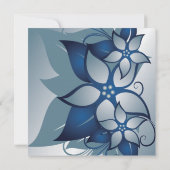 Modern Blue Floral Wedding Invitation Kaart (Achterkant)