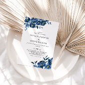 Modern Blue Floral Wedding Kaart