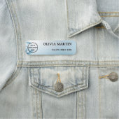 Modern Blue Flower Magnetic Name Badge Custom (En situation)