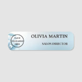 Modern Blue Flower Magnetic Name Badge Custom (Devant)