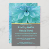 Modern Blue Flower Wedding Uitnodiging (Voorkant / Achterkant)