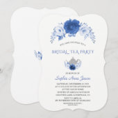 Modern Blue Flowers Bridal Tea Party Kaart (Voorkant / Achterkant)