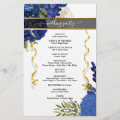Modern Blue Flowery Custom Photo Wedding Program (Achterkant)