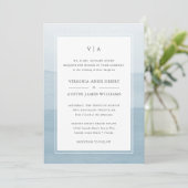 Modern Blue Formal Wedding Kaart (Staand voorkant)