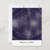 Modern Blue Fractal Wedding Invitation Kaart (Achterkant)