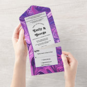 Modern Blue Galaxy Abstract Art Stylish Wedding All In One Uitnodiging (Afscheurbaar)