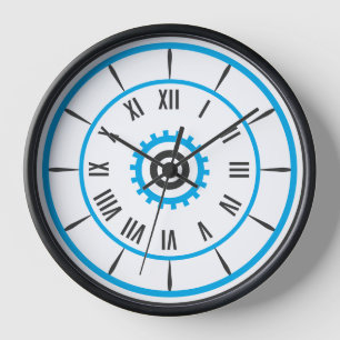 Modern Blue Gear Romeinse numerieke klok ⚙️