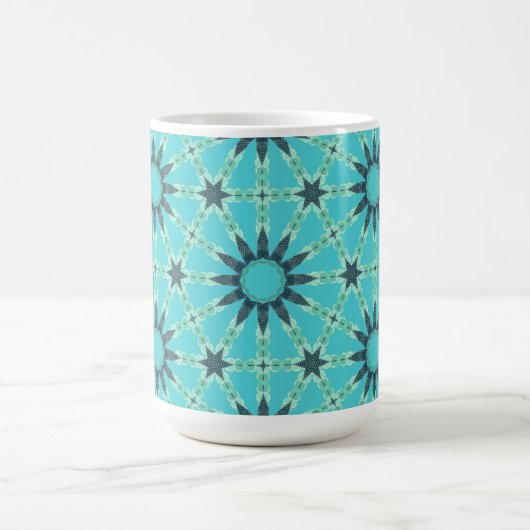 Modern Blue Geometric Burst Coffee Mug (Centre)