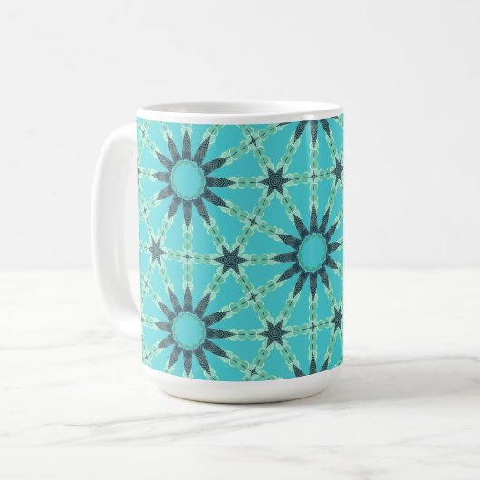 Modern Blue Geometric Burst Coffee Mug (Devant gauche)