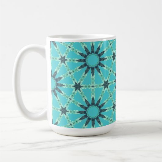 Modern Blue Geometric Burst Coffee Mug (Gauche)