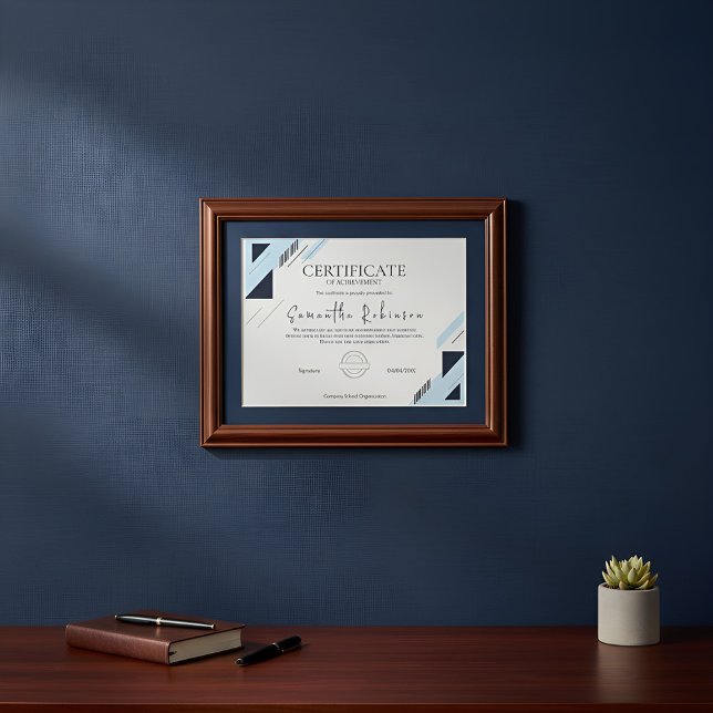 Modern Blue Geometric Certificate of Achievement  (Creator heeft geüpload)