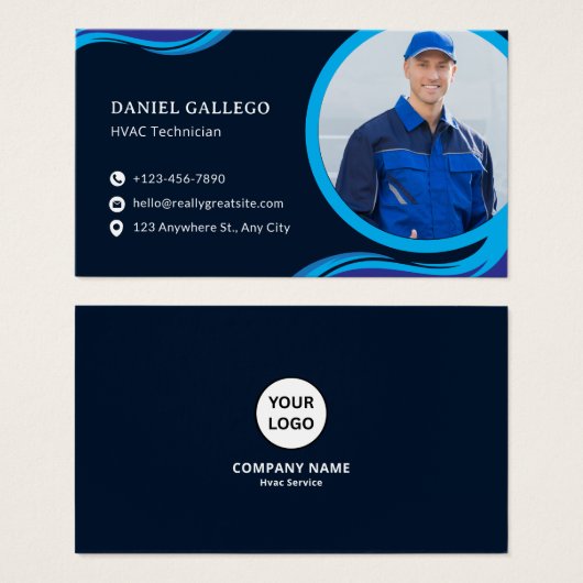Modern Blue Geometric Corporate Business Card (Devant & derrière)