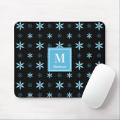 Modern Blue Geometric Floral Monogram Mouse Pad Muismat (Met muis)