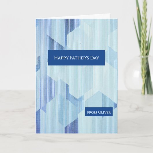 Modern Blue Geometric  Happy Father's Day Card Kaart (Voorkant)