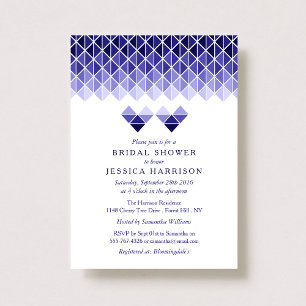Modern Blue Geometric Love Hearts Vrijgezellenfees Kaart