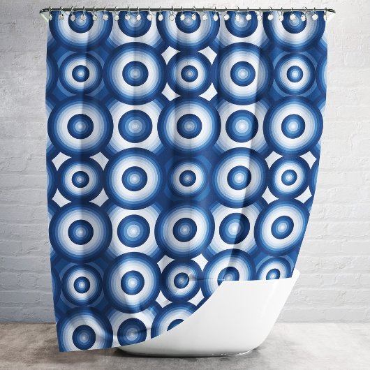 Modern Blue Geometric Pattern Douchegordijn