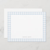 Modern Blue Gingham Typewriter Notitiekaartje (Voorkant / Achterkant)