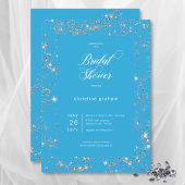 Modern Blue Glam Diamond Lijst Vrijgezellenfeest Kaart