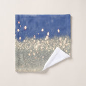 Modern Blue Glitter Bokeh Bad Handdoek (Wasdoekje)