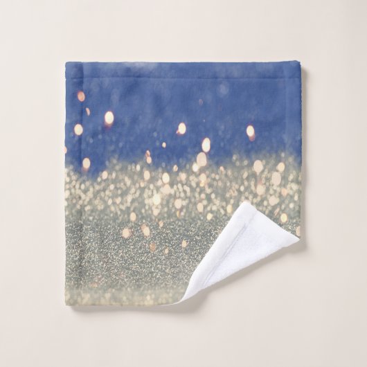 Modern Blue Glitter Bokeh Bad Handdoek (Wasdoekje)