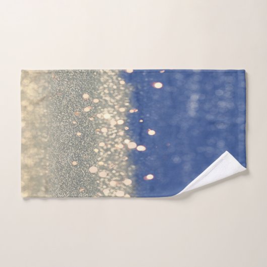 Modern Blue Glitter Bokeh Bad Handdoek (Handdoek)