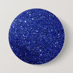 Modern Blue Glitter Ronde Button 7,6 Cm