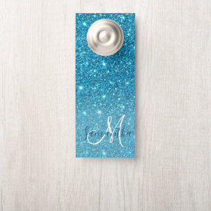 Modern Blue Glitter Sparkles Personalized Name