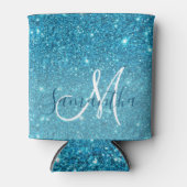 Modern Blue Glitter Sparkles Personalized Name Blikjeskoeler (Voorkant)
