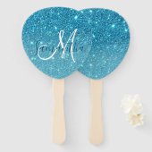 Modern Blue Glitter Sparkles Personalized Name Handwaaier (Voorkant en achterkant)