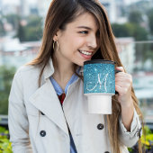 Modern Blue Glitter Sparkles Personalized Name Reisbeker