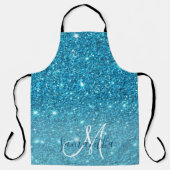 Modern Blue Glitter Sparkles Personalized Name Schort (Voorkant)