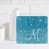 Modern Blue Glitter Sparkles Personalized Name Snijplank