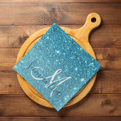 Modern Blue Glitter Sparkles Personalized Name Theedoek
