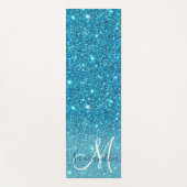 Modern Blue Glitter Sparkles Personalized Name Yogamat (Voorkant)