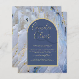 Modern Blue Gold Agate Marble Arch Wedding