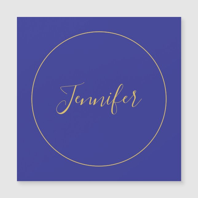 Modern Blue & Gold Color Calligraphy Plain Unique (Voorkant)