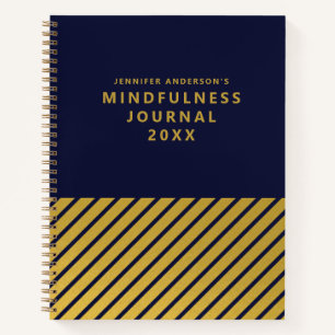 Modern Blue Gold Folie Stripes Mindfulness Journal Notitieboek