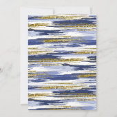 Modern Blue Gold Glitter Brush Stroke Afstuderen Aankondiging (Achterkant)