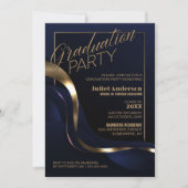 Modern Blue Gold Graduation Party Kaart (Voorkant)