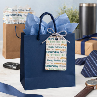 Modern Blue Gold Green Typography Father’s Day Cadeaulabel