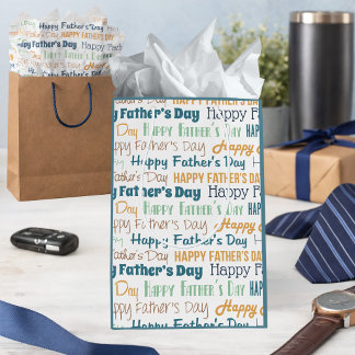 Modern Blue Gold Green Typography Father’s Day Medium Cadeauzakje