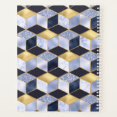 Modern Blue Gold Marble Glitter Geometric Monogram Planner (Achterkant)