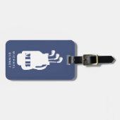 Modern Blue Golf Sport Monogram Bagagelabel (Voorkant horizontaal)