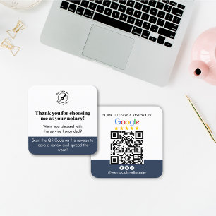 Modern Blue Google Review QR Code Bedankt Notaris Vierkante Visitekaartje