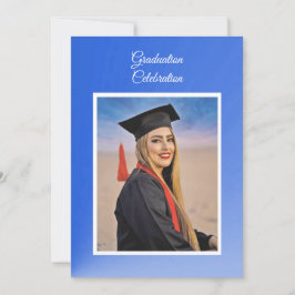 Modern Blue Gradient Grad Party Invitation - photo Kaart