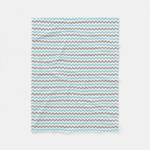 Modern Blue Gray Chevron Fleece Blanket