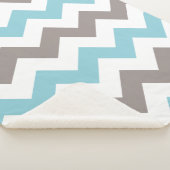 Modern Blue Gray Chevron Pattern Sherpa Deken (3/4)